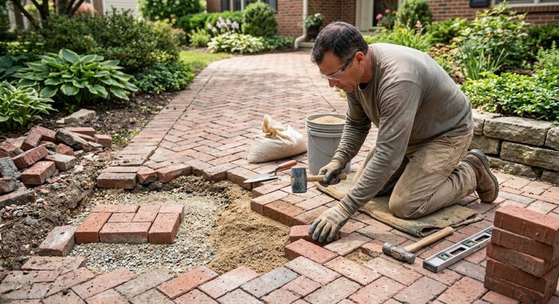 Entryway Brick Repair in Roseville, CA